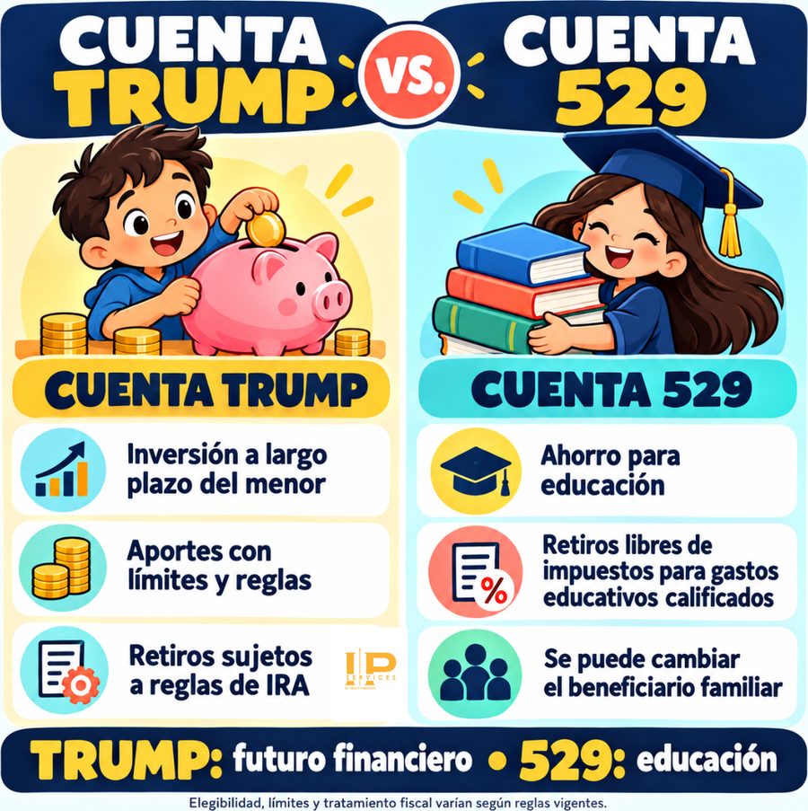 Infografía: cuenta Trump vs. cuenta 529